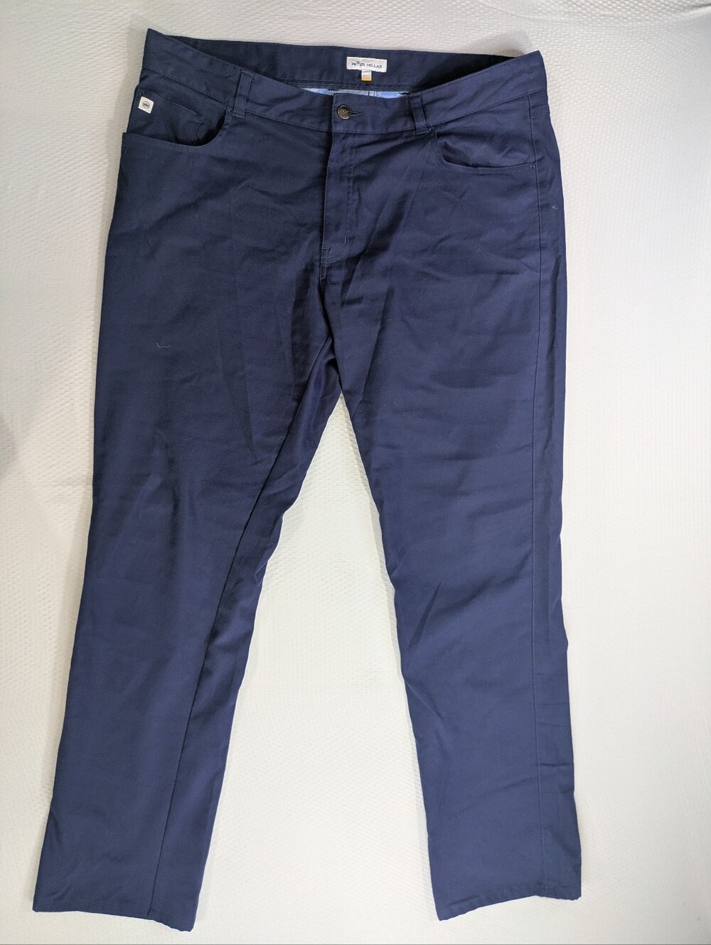 Peter Millar EB66 Pants Mens 38x32 Blue Performance Chino Golf Casual Office